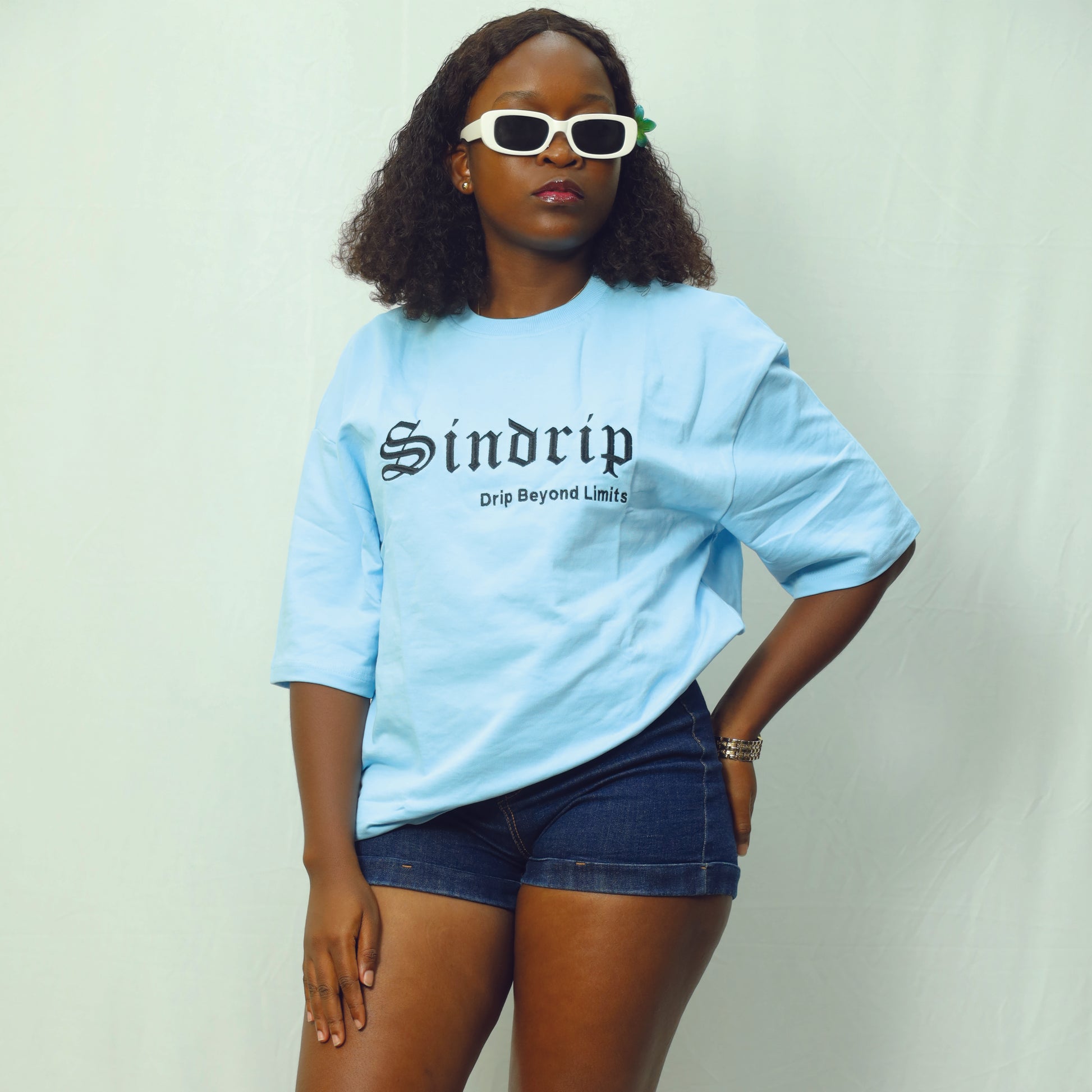 Sindrip Signature Oversized Tee – Glacier Blue