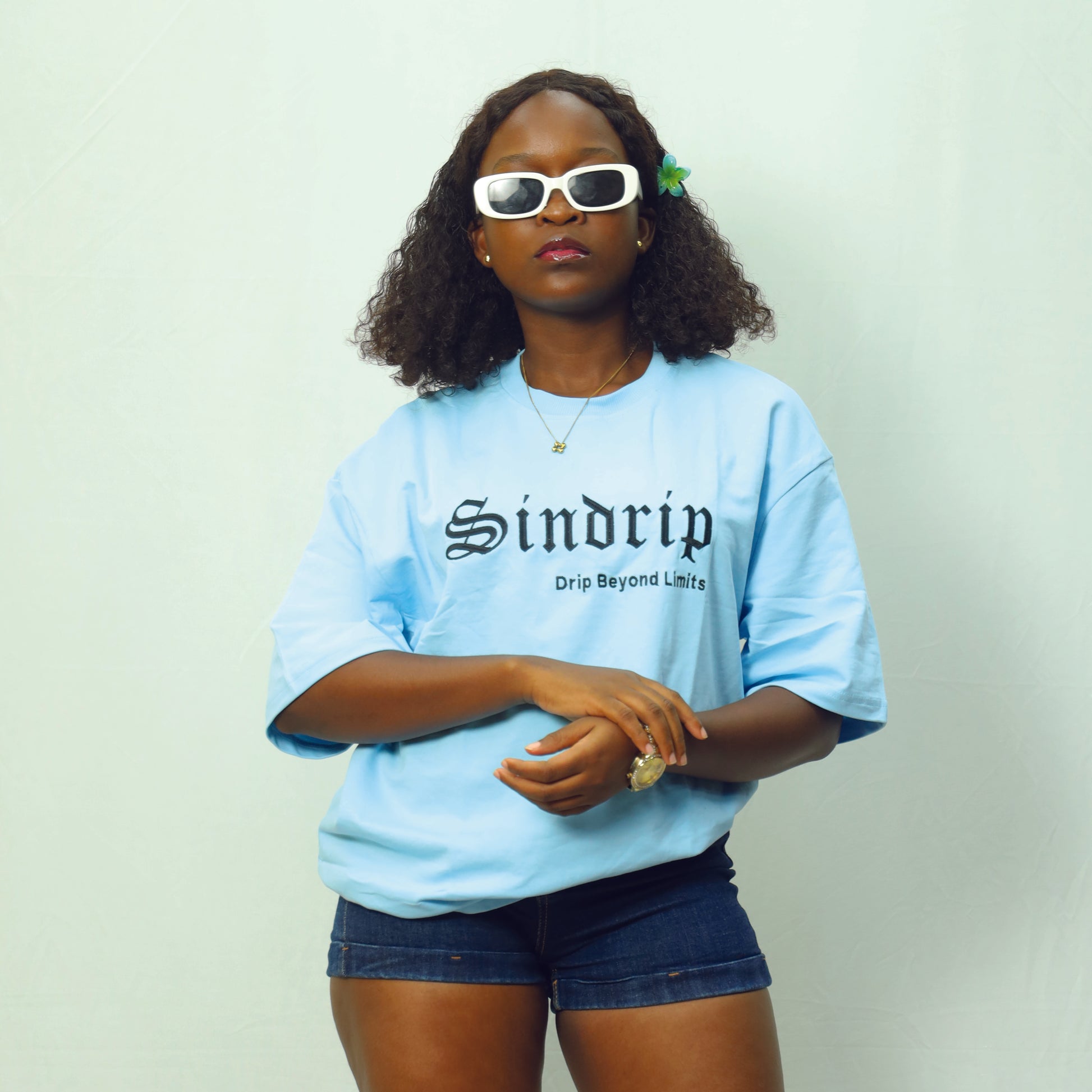 Sindrip Signature Oversized Tee – Glacier Blue