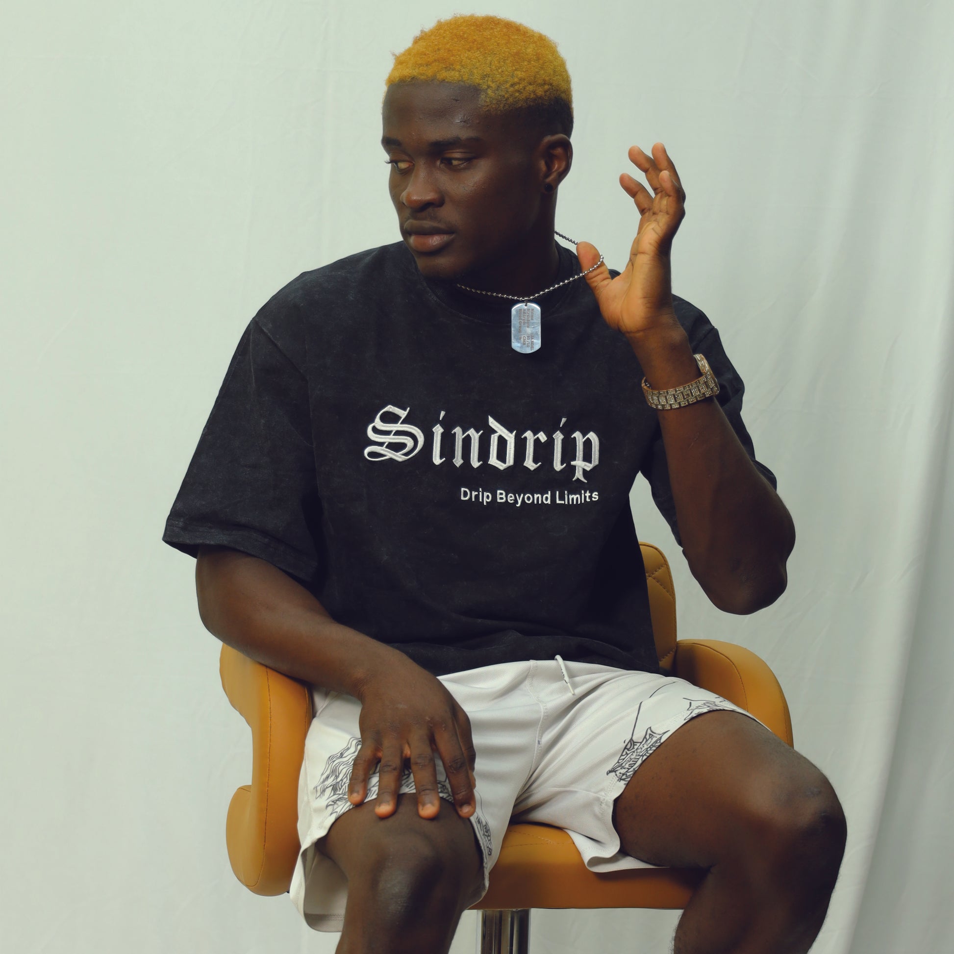Sindrip Signature Oversized Tee – Black Acid Wash
