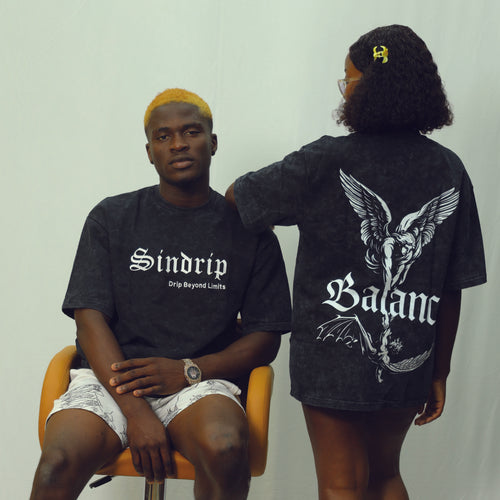 Sindrip Signature Oversized Tee – Black Acid Wash